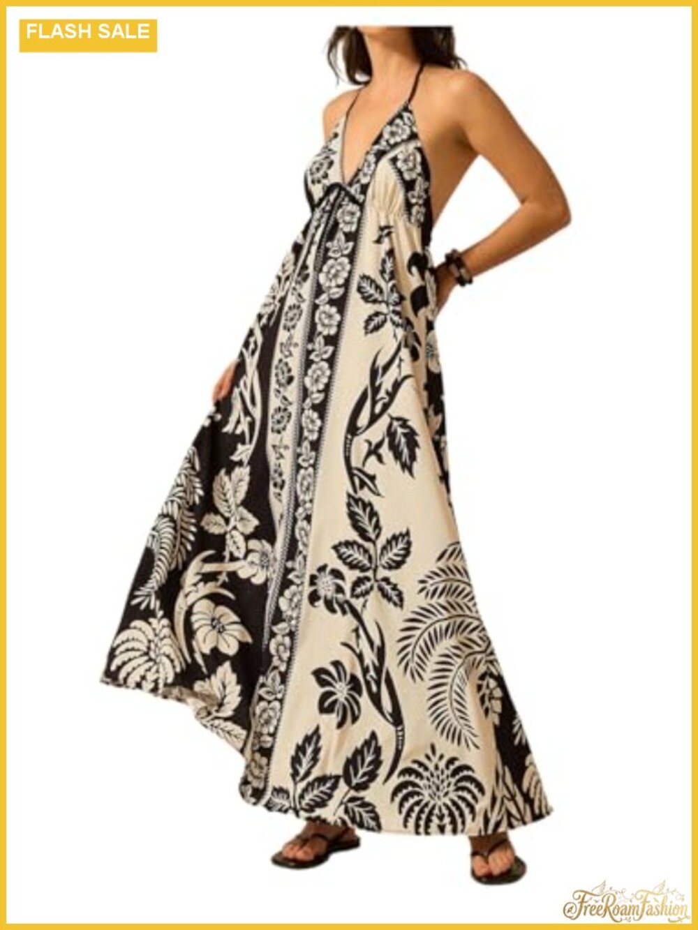 Women's Sleeveless Halter Maxi Dress Flowy Boho Backless High Waisted A-Line